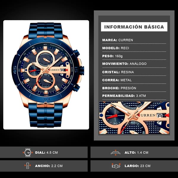 Reloj curren 8337 análogo - azul - Imagen 9