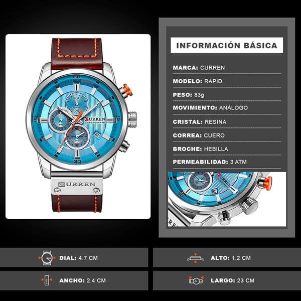 Reloj curren 8291 análogo - azul - Imagen 6