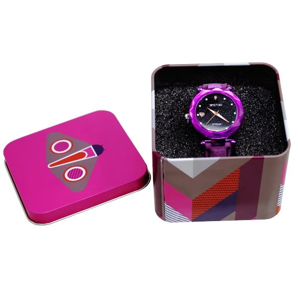 Estuche de metal morado para reloj - Imagen 3