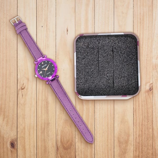 Estuche de metal morado para reloj - Imagen 4