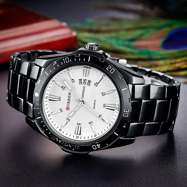 Reloj curren 8110 análogo - negro blanco - Imagen 4
