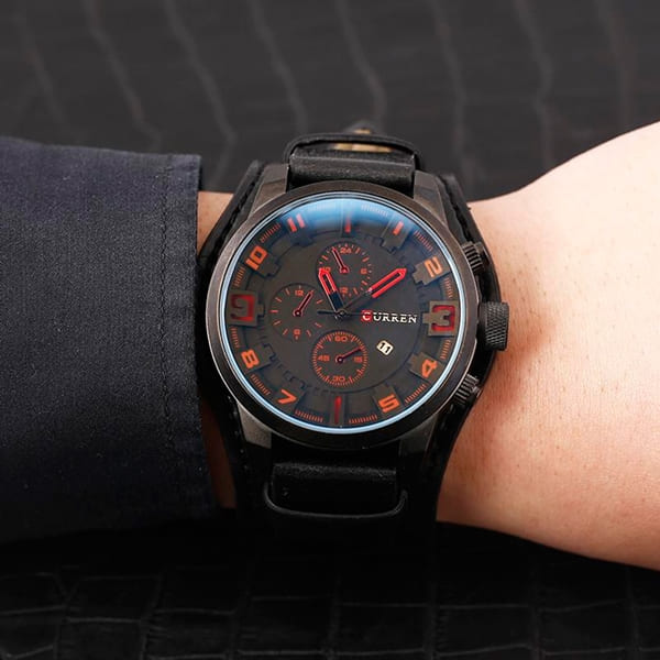 Reloj curren 8225 análogo - negro/rojo - Imagen 6