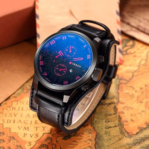 Reloj curren 8225 análogo - negro/rojo - Imagen 3