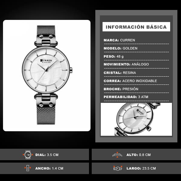 Reloj curren 9056 análogo - plateado - Imagen 5