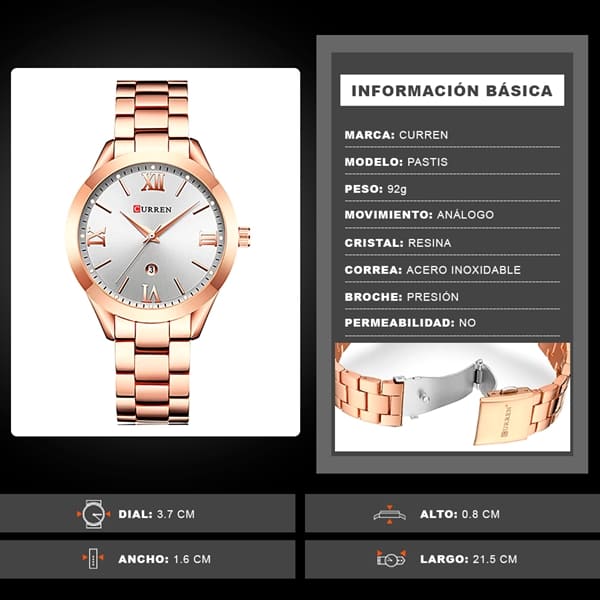 Reloj curren análogo 9007 - rosa/blanco - Imagen 6