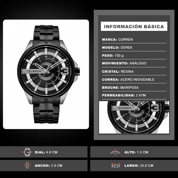 Reloj curren 8333 análogo – negro - Imagen 7