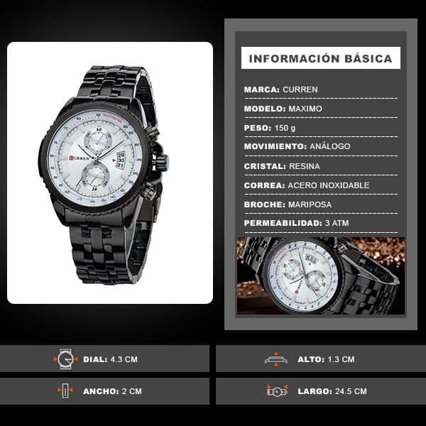 Reloj curren 8082 análogo – negro - Imagen 6