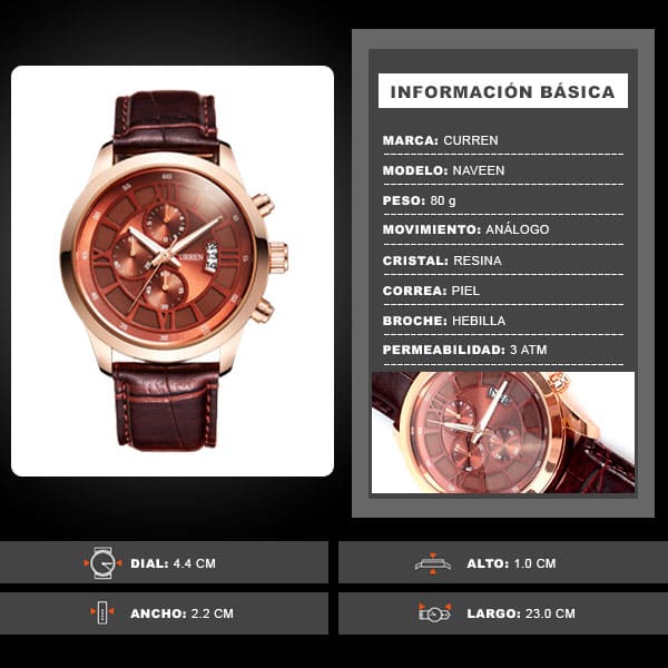Reloj curren 8137 análogo - café - Imagen 6