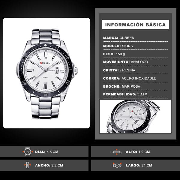 Reloj curren 8110 análogo - blanco - Imagen 8