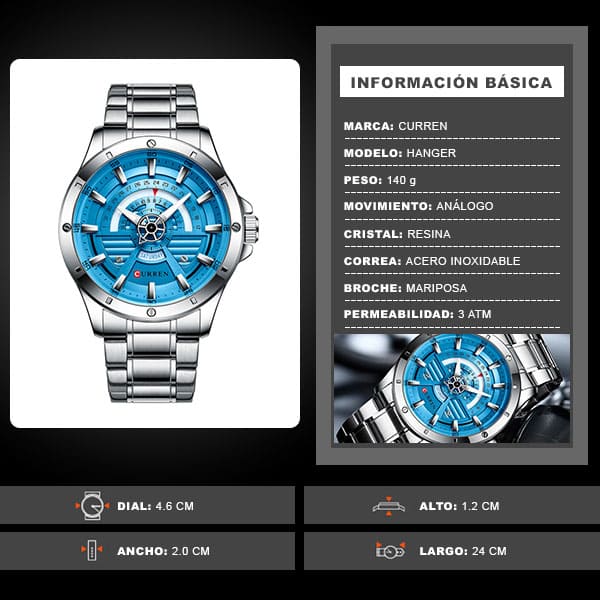 Reloj curren 8381 análogo - plateado - Imagen 8
