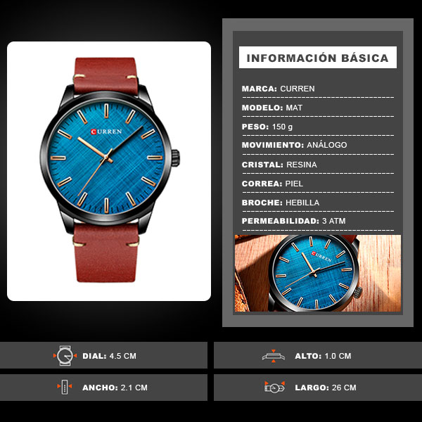 Reloj curren 8386 análogo - café - Imagen 7