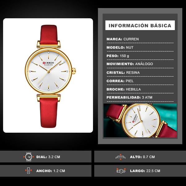 Reloj curren 9081 análogo - rojo - Imagen 7