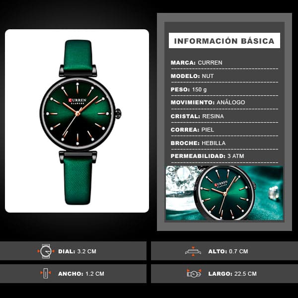 Reloj curren 9081 análogo - verde - Imagen 7