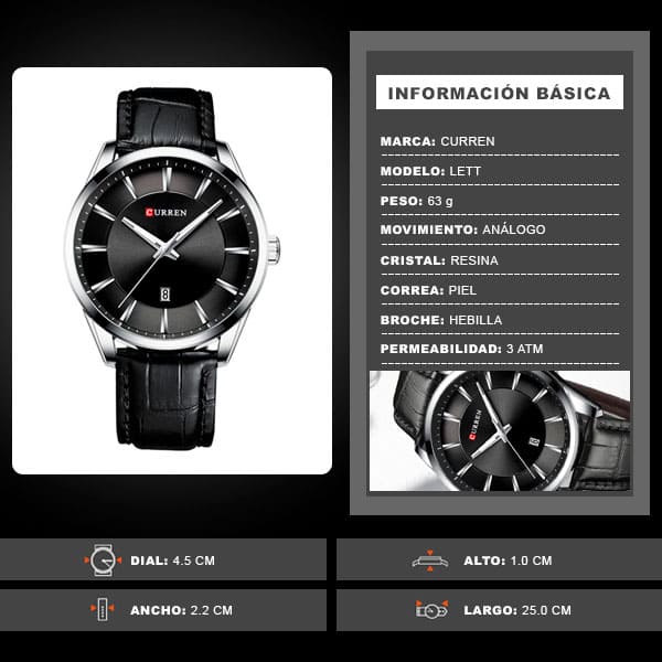 Reloj curren 8365 análogo – negro - Imagen 7