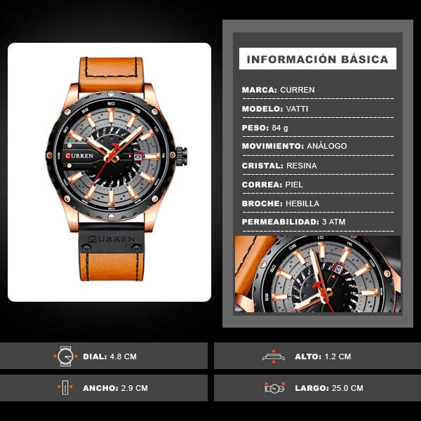 Reloj curren 8374 análogo – café - Imagen 7
