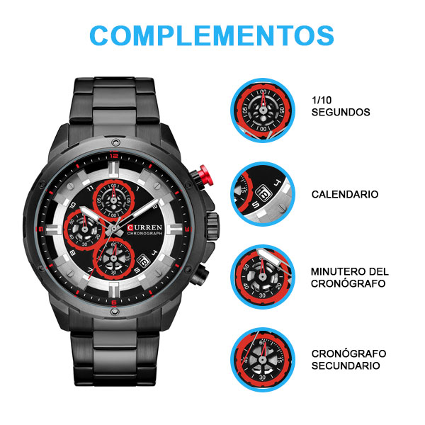 Reloj curren 8323 análogo – negro/rojo - Imagen 4