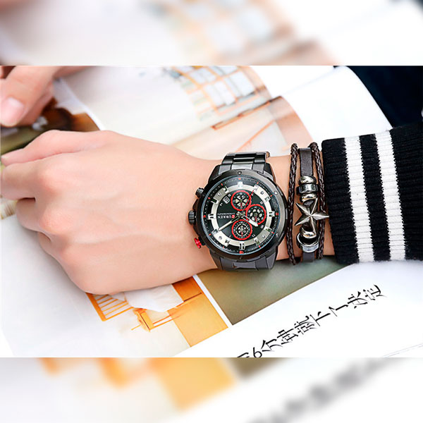 Reloj curren 8323 análogo – negro/rojo - Imagen 6