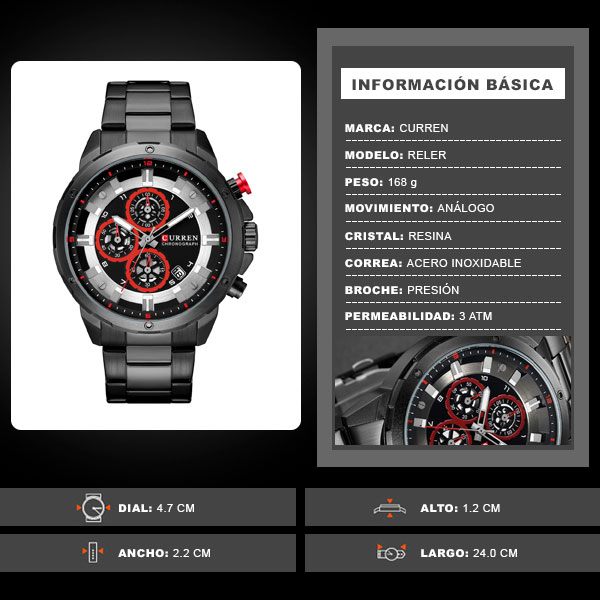 Reloj curren 8323 análogo – negro/rojo - Imagen 8