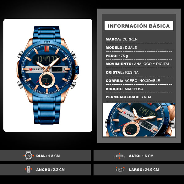 Reloj curren 8384 análogo – azul - Imagen 9