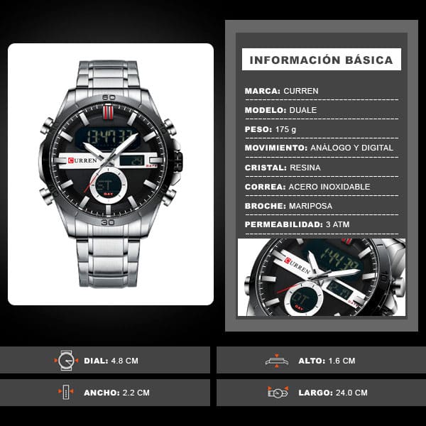 Reloj curren 8384 análogo – plateado - Imagen 9