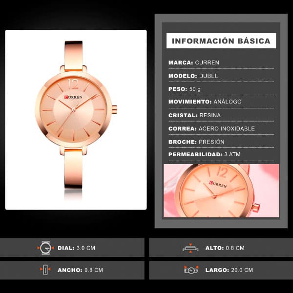 Reloj curren 9012 análogo – rosa - Imagen 7
