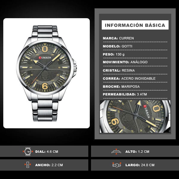 Reloj curren 8389 análogo – gris - Imagen 7