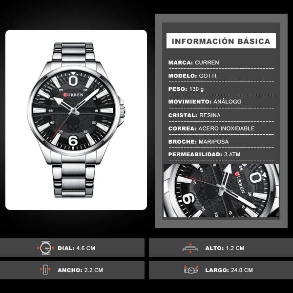 Reloj curren 8389 análogo – plateado - Imagen 6