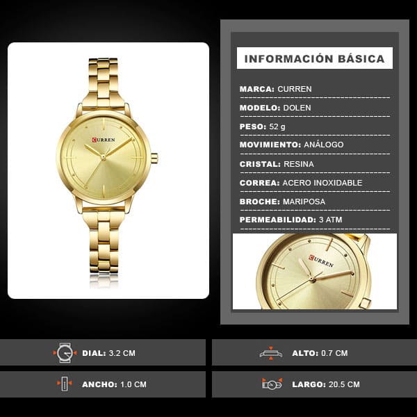 Reloj curren 9019 análogo – dorado - Imagen 8