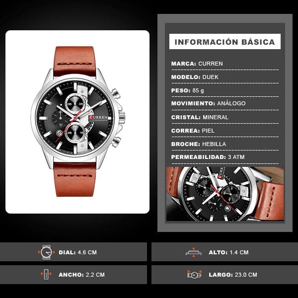 Reloj curren 8325 análogo – café claro - Imagen 7