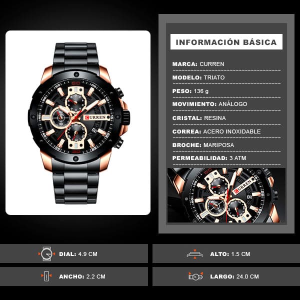 Reloj curren 8336 análogo – negro - Imagen 8