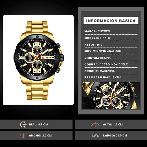 Reloj curren 8336 análogo – dorado - Imagen 8
