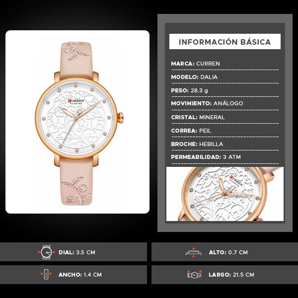 Reloj curren 9046 análogo – rosado - Imagen 7