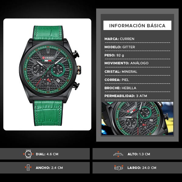Reloj curren 8392 análogo – verde - Imagen 7