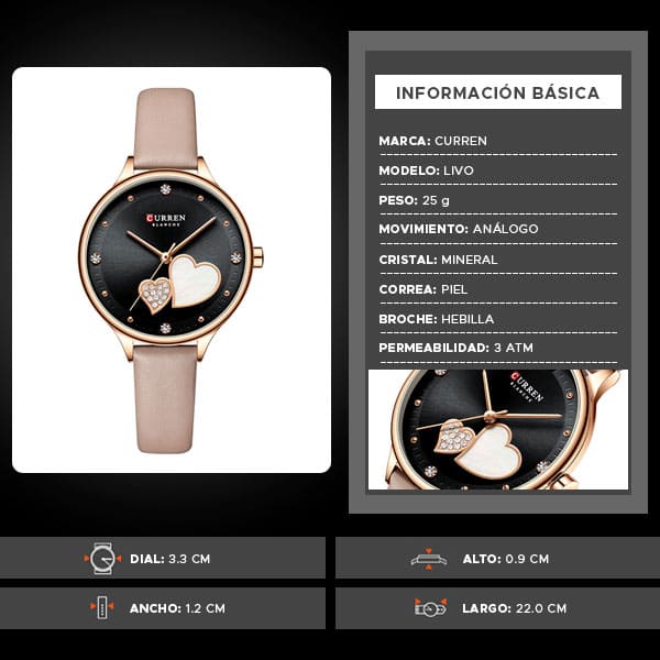 Reloj curren 9077 análogo – rosa palo - Imagen 8