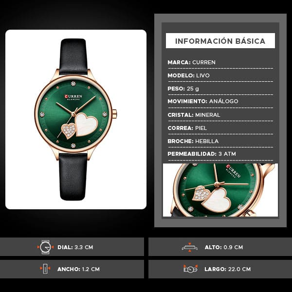 Reloj curren 9077 análogo – verde - Imagen 8