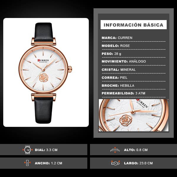 Reloj curren 9078 análogo – negro - Imagen 8