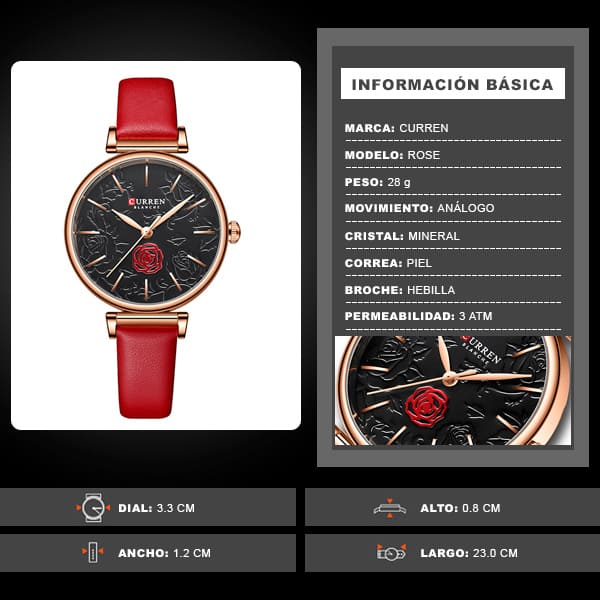 Reloj curren 9078 análogo – rojo - Imagen 8