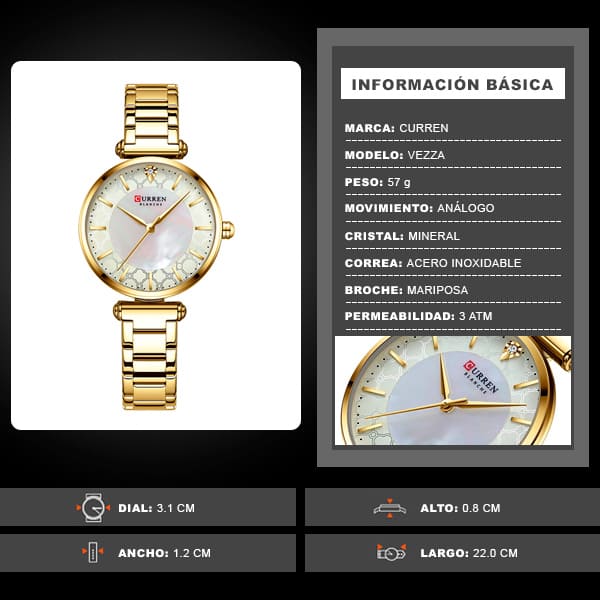 Reloj curren 9072 análogo – dorado - Imagen 8