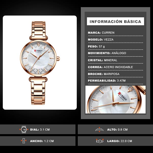 Reloj curren 9072 análogo – rosado - Imagen 8