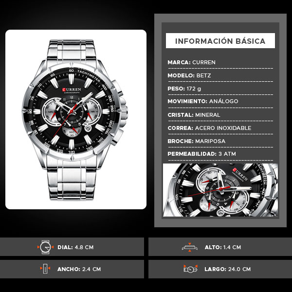 Reloj curren 8363 análogo – plateado - Imagen 8