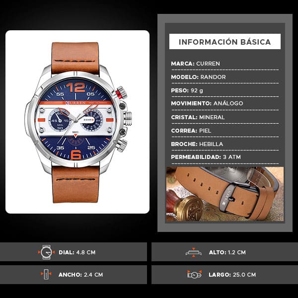 Reloj curren 8259 análogo – café / azul - Imagen 7