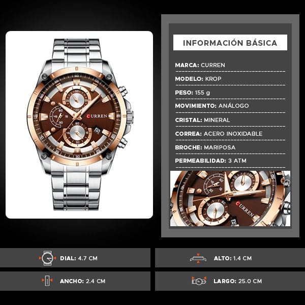 Reloj curren 8360 análogo – plateado - Imagen 7