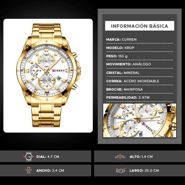 Reloj curren 8360 análogo – dorado - Imagen 6