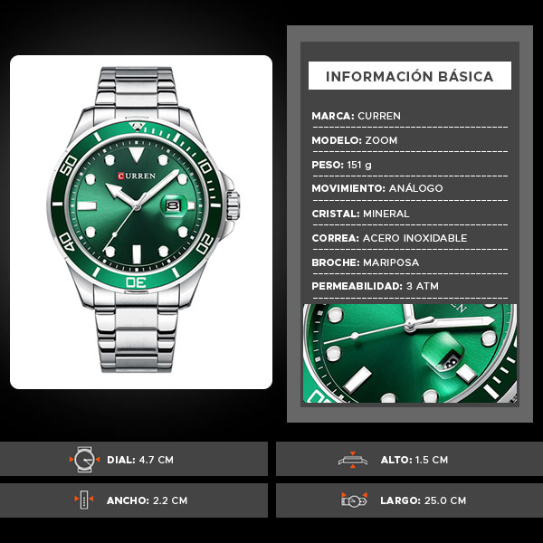 Reloj curren 8388 análogo – verde 🔥🏷️ - Imagen 7
