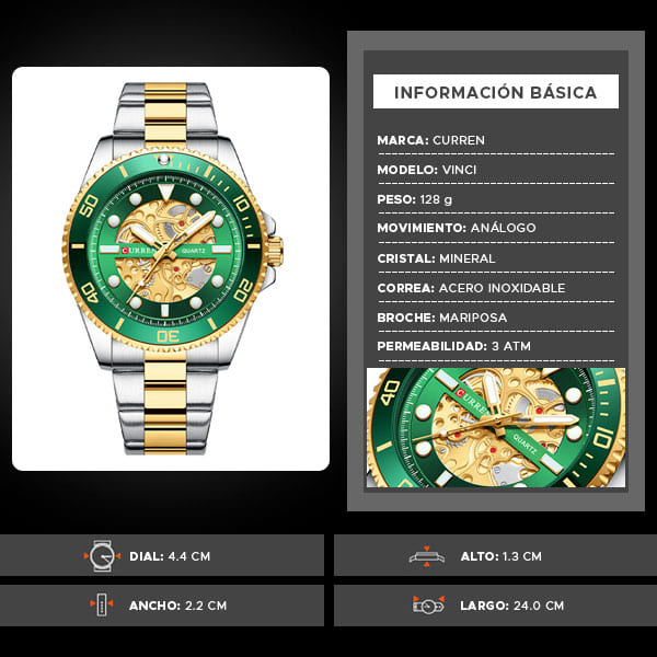 Reloj curren 8412 análogo – verde - Imagen 7