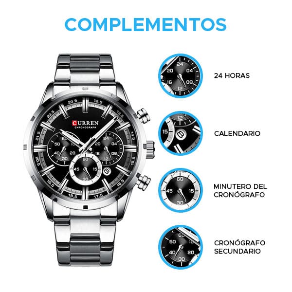 Reloj curren 8355 análogo – plateado/negro - Imagen 3