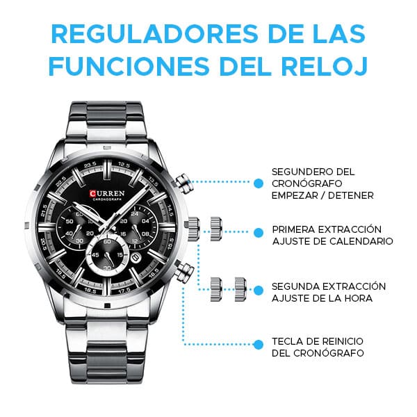 Reloj curren 8355 análogo – plateado/negro - Imagen 4