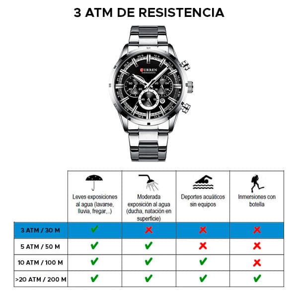 Reloj curren 8355 análogo – plateado/negro - Imagen 6