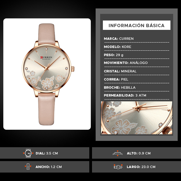 Reloj curren 9068 análogo – rosa - Imagen 7