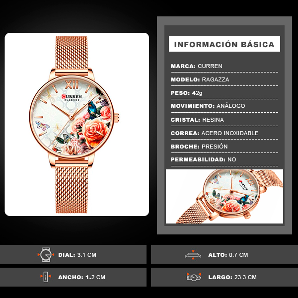 Reloj curren 9060 análogo – rosado - Imagen 7